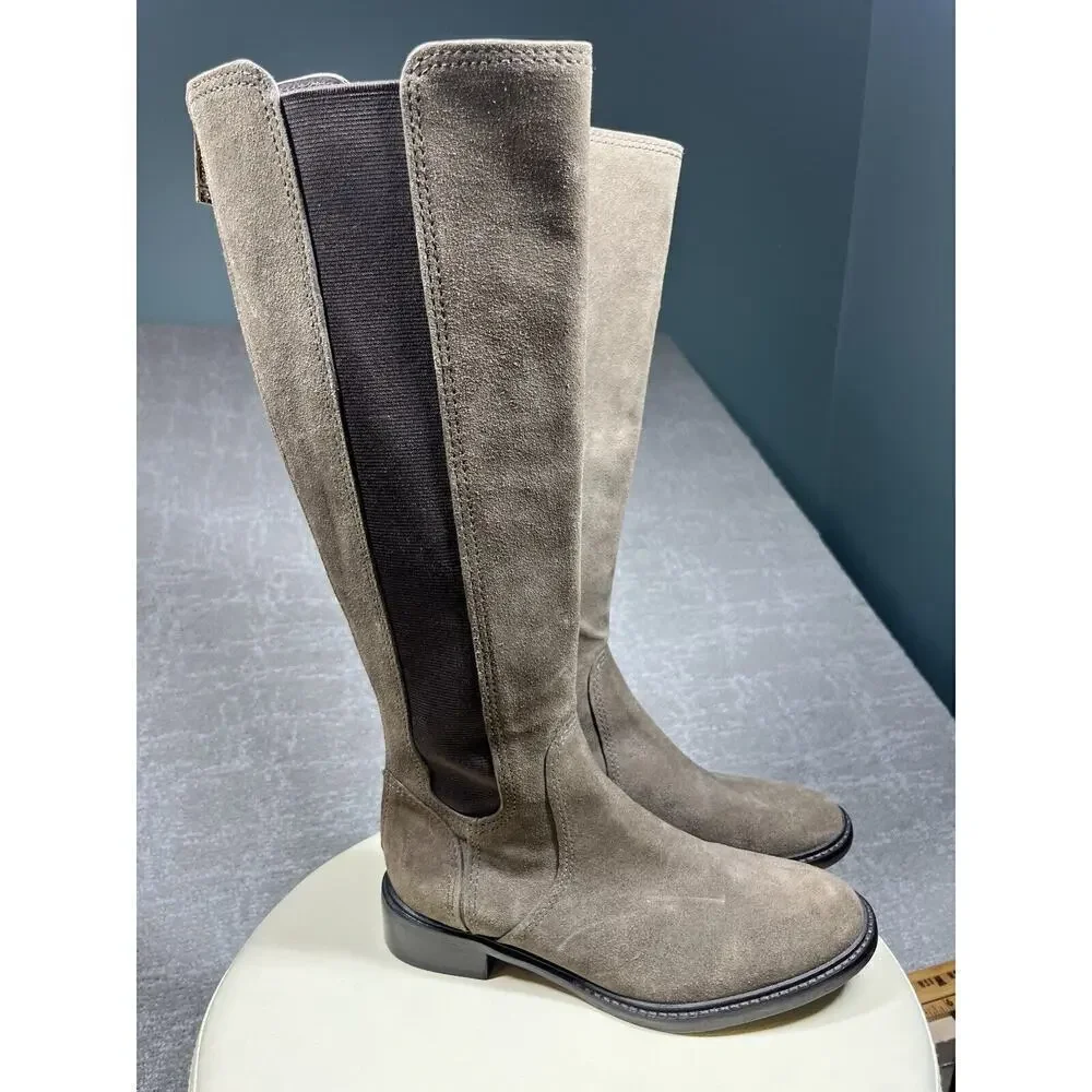 Tory Burch Christy Tall Green Suede Riding Boots Womens 6.5